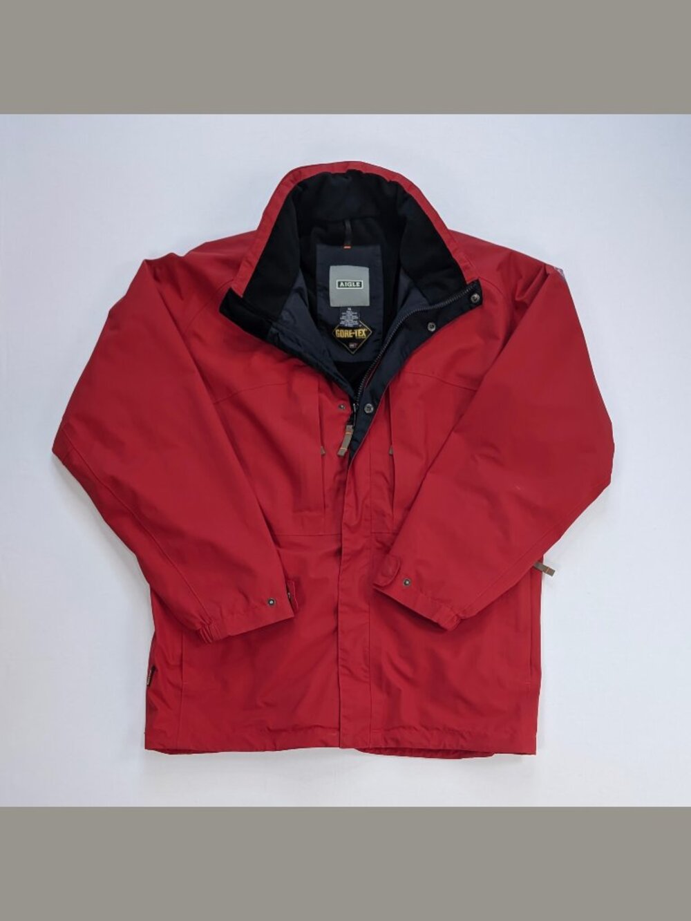 Aigle Gore-Tex Waterproof Jacket Men's XL Red Hooded Shell